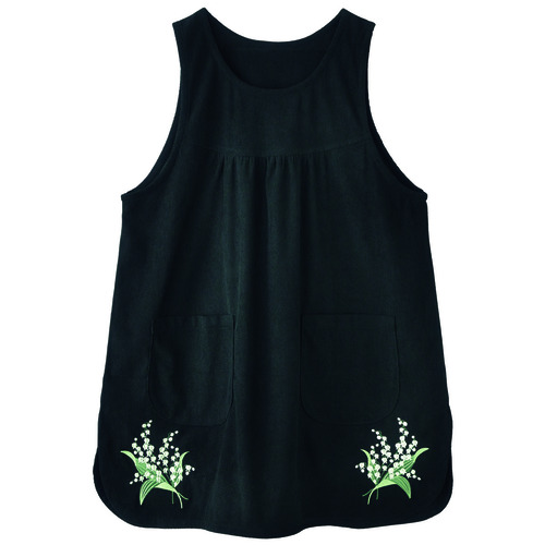 スズラン刺しゅうエプロン  ブラック