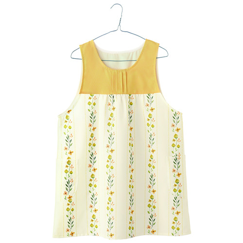 水彩プリントストライプエプロン　Ｍ－Ｌ