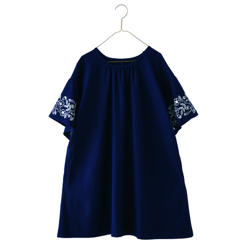 鹿の子ニットチュニック　ネイビー